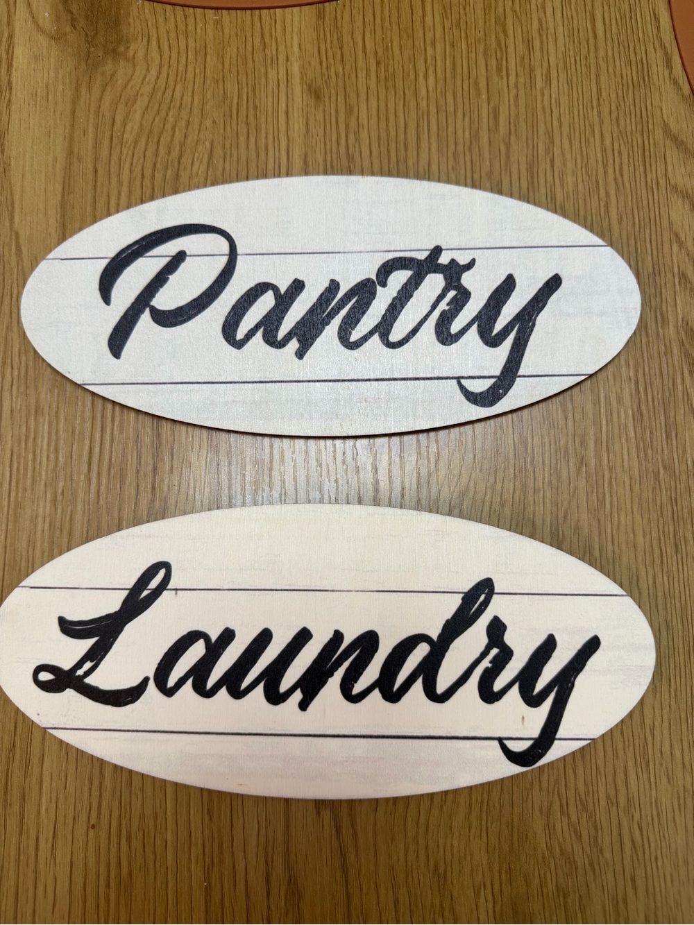 Pantry & Laundry Wood Wall Signs - Beige with Black Script
